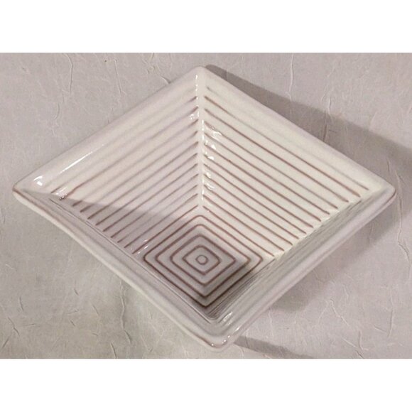 Pottery Bowl Molde Portugal Dish Ribbed Square Decorative Ceramic Geometric 2.5" - Picture 9 of 16